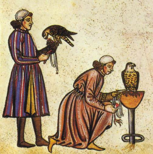 Falconers in Frederick II's medieval manuscript De arte venandi cum avibus