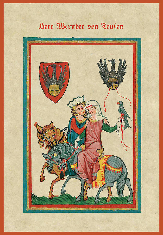 Medieval falconry scene from the Codex Manesse