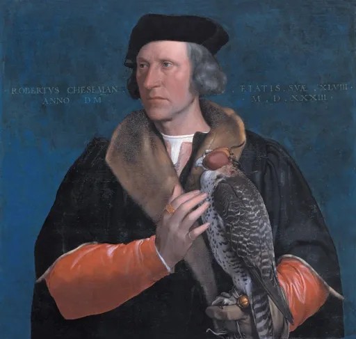 Portrait of Robert Cheseman holding a falcon, by Hans Holbein the Younger, 1533